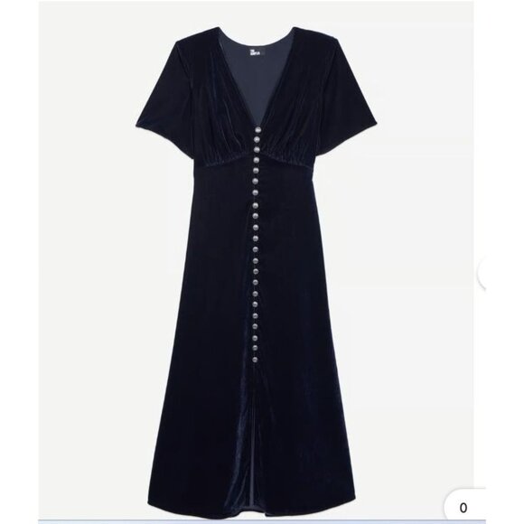 Kooples Womens Velvet Midi Dress W/ Bijou Buttons $495 Whimsy Goth Size Small - Picture 1 of 16